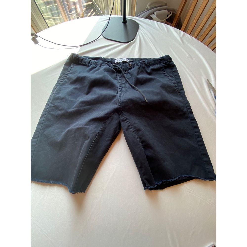 The Rail Mens Black Drawstring Chino Shorts Raw Hem TR358722YM Size L